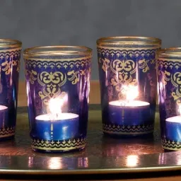 jm international (Pack of 6) Blue Moroccan Tea Glasses Set of 6 (120 ML)JM-7002 Glass Set Water/Juice Glass image 3