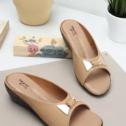 TRASE Textured Embellished Open Toe Wedges-21