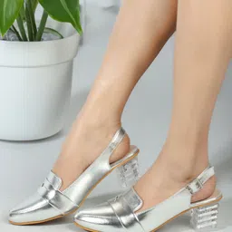 Denill Pointed Toe Block Heeled Pumps-4