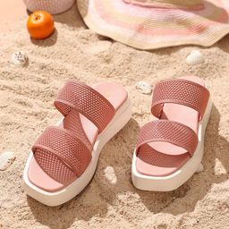 GNIST Round Toe Textured Wedge Sandals-14