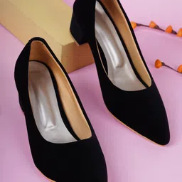 SAPATOS Pointed Toe Closed Back Block Pumps-34