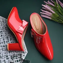 CLOG LONDON Bow Embellished Block Heel Mules-0