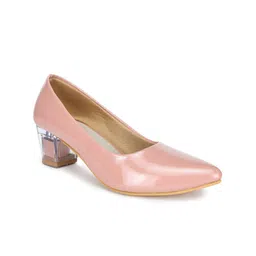 SAPATOS Peach-Coloured Block Pumps-5