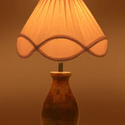 Devansh Off White Textured Wooden Contemporary Frustum Shaped Table Lamp-17