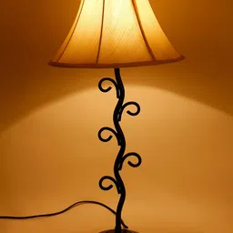 Devansh Off White Textured Contemporary Frustum Shaped Table Lamp-5