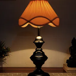 Devansh Off White and Black Vintage cotton Table Lamps-6