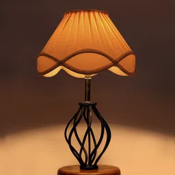 Devansh Off White & Black Textured Frustum Table Lamps-17