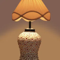 Devansh Off White & Black Textured Frustum Table Lamps-10