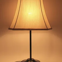 Devansh Off White and Black Taj cotton shade with Iron Table Lamps-12