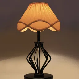 Devansh Off White & Black Textured Frustum Table Lamps-18