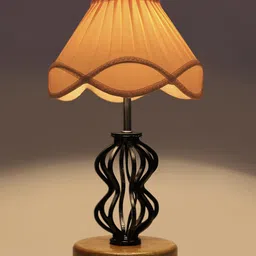 Devansh Black & Beige Iron Frustum Table Lamp With Iron Black Base-11
