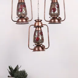 Devansh Black & Red Cluster Mosaic Design Lantern Ceiling Lamp image 1