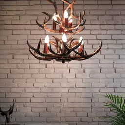 Fos Lighting Brown Two-Tiered Rustic Wenge Wooden Ceiling Lamp-30