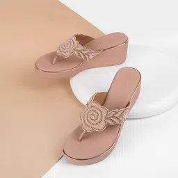 Mochi Embellished Open Toe Wedge Heels-15