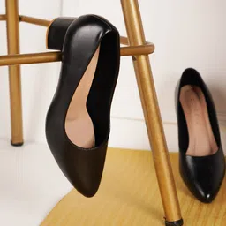 DressBerry Black Pointed Toe Block Pumps-image-56