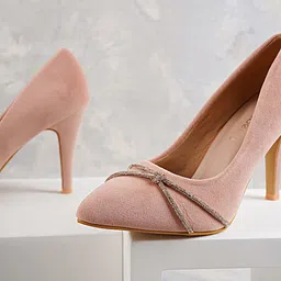 DressBerry Pink Velvet Stiletto Pumps-56