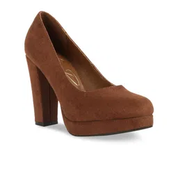 London Rag Round Toe Suede Platform Heel Pumps-26