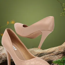 ELLE Textured Slim Heel Pumps-73