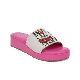 HASTEN Printed Open Toe Flatform Sandals image 5