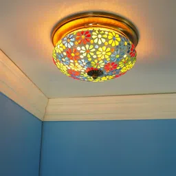 Fos Lighting Multicolored Mosaic Brass Ceiling Lamp image 2