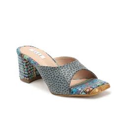 ELLE Printed Open Toe Block Heels image 5