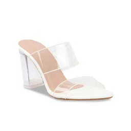 THE WHITE POLE White & Transparent Open Back Block Sandals image 5