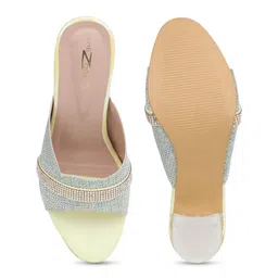Shezone Embellished Block Heels With Open Back image 2