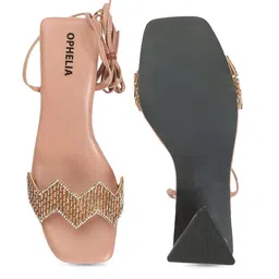 OPHELIA Embellished Open Toe Block Heel Gladiators image 5