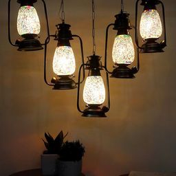 Devansh White & Red Mosaic design Lantern Ceiling Lamp image 5