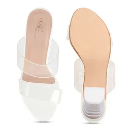 THE WHITE POLE White & Transparent Open Back Block Sandals image 4