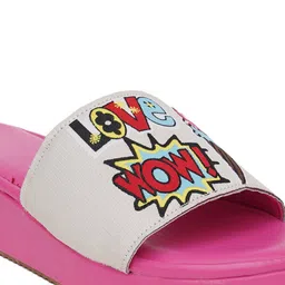 HASTEN Printed Open Toe Flatform Sandals image 2