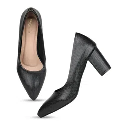 Shezone Pointed Toe Textured Work Block Pumps image 3