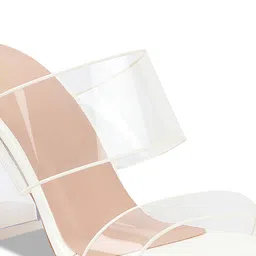 THE WHITE POLE White & Transparent Open Back Block Sandals image 2