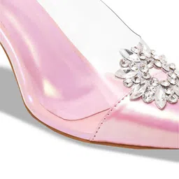Try Me Embellished Pointed Toe Backstrap Block Heel Mules image 4