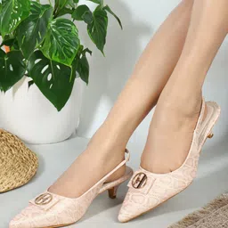 ELLE Textured Kitten Heeled Pumps-31