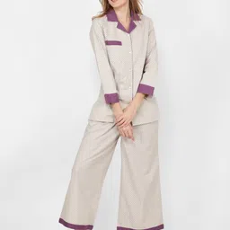 NAVIYATA Purple & Off White Printed Basic Jumpsuit-image-65