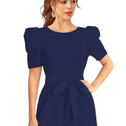 BAESD Puff Sleeves Waist Tie Ups Playsuit-image-91