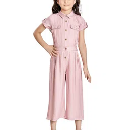 Peppermint Girls Shirt Collar Basic Jumpsuit-image-70