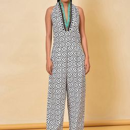 NUHH Geometric Printed Embellished Cotton Basic Jumpsuit-picture-51