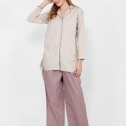 NAVIYATA Women Beige & Purple Printed Night suit-image-12