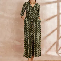 all about you Shirt Collar Ethnic Motifs Printed Cotton Basic Jumpsuit-image-80