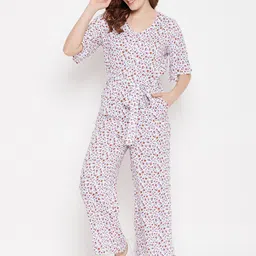 Duke White & Green Printed Basic Jumpsuit-image-10