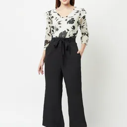 SQew Black & White Printed Basic Jumpsuit-image-46