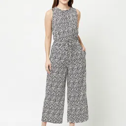 SQew Black & White Printed Culotte Jumpsuit-picture-30