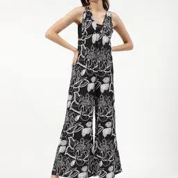 KENDALL & KYLIE Black & White Printed Basic Jumpsuit-16