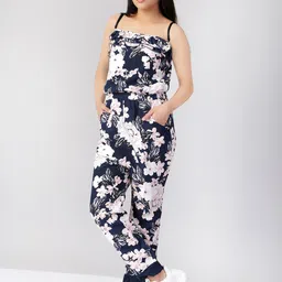 Naughty Ninos Girls Navy Blue & White Printed Basic Jumpsuit-picture-55