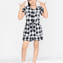 Naughty Ninos Girls Checked Cotton Jumpsuit-image-74