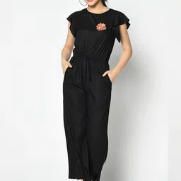 SQew Women Black Solid Basic Jumpsuit-image-64