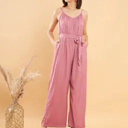 KASSUALLY Shoulder Straps Belted Basic Jumpsuit-picture-12