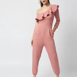 Blamblack Ruffled One Side Shoulder Basic Jumpsuit-picture-22